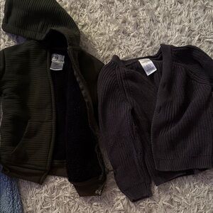 Cozy Kids' Jacket Set in Black and Dark Green